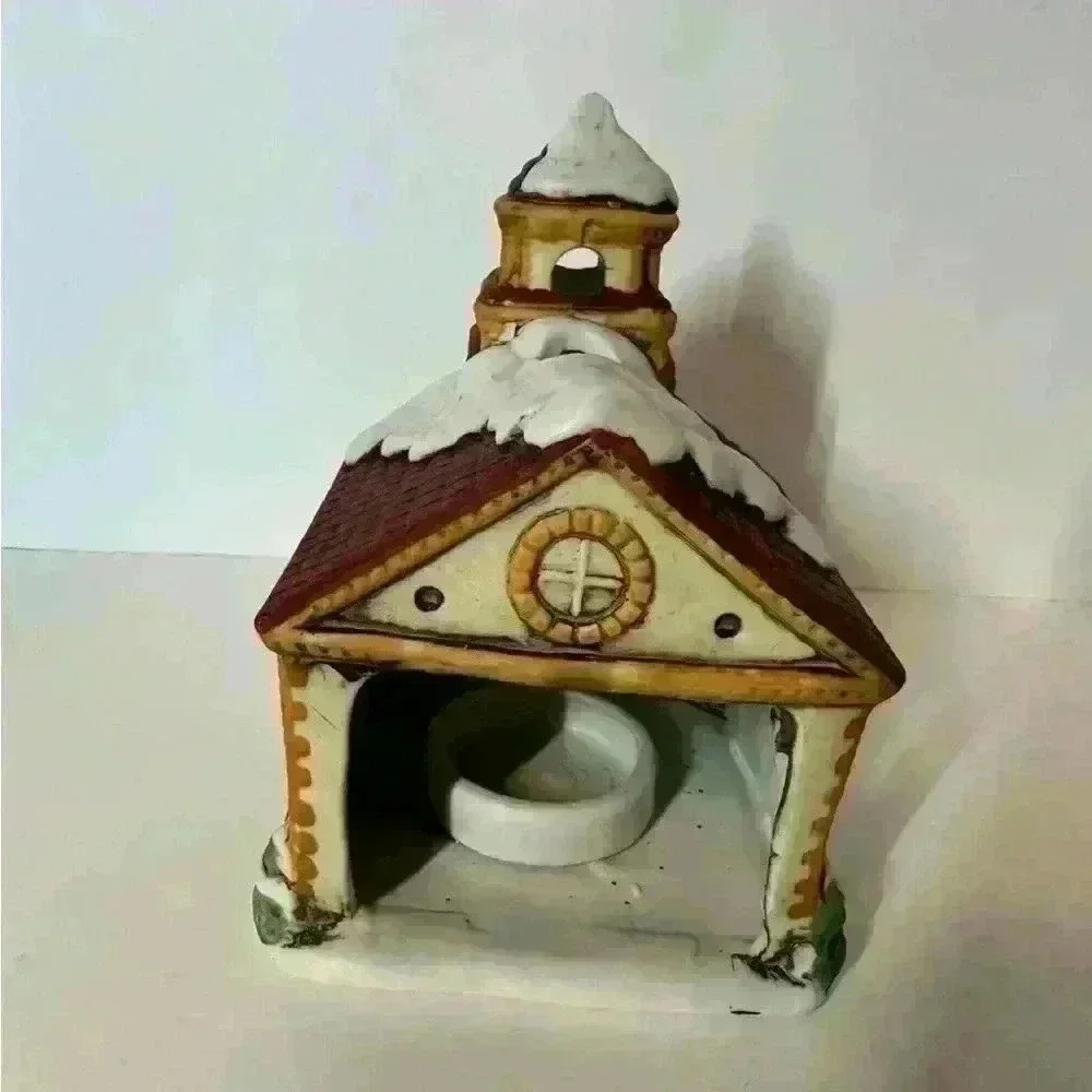Lefton Christmas Church Candle Holder Colonial Village Building - 1986